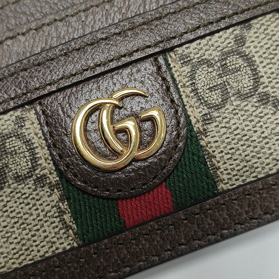 Authenticated pre-owned  Ophidia Monogram Coated Canvas Beige Card Holder - Card Holder at Looply
