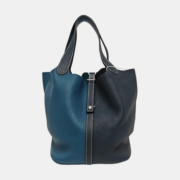 Authenticated pre-owned  Picotin Lock 22 Clemence Blue - Top Handle Bag at Looply