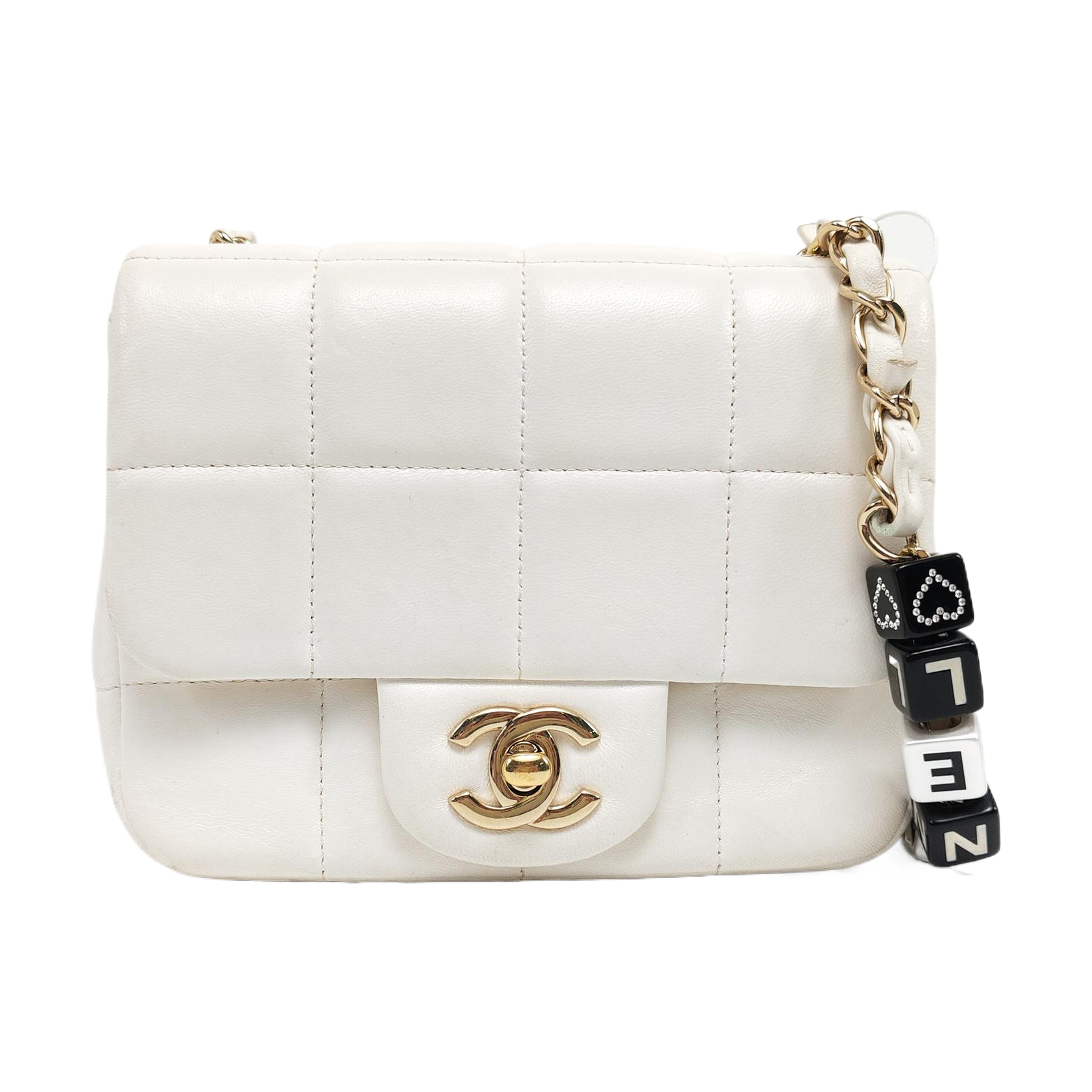 Authenticated pre-owned  Classic Flap Medium Lambskin White - Crossbody Bag at Looply