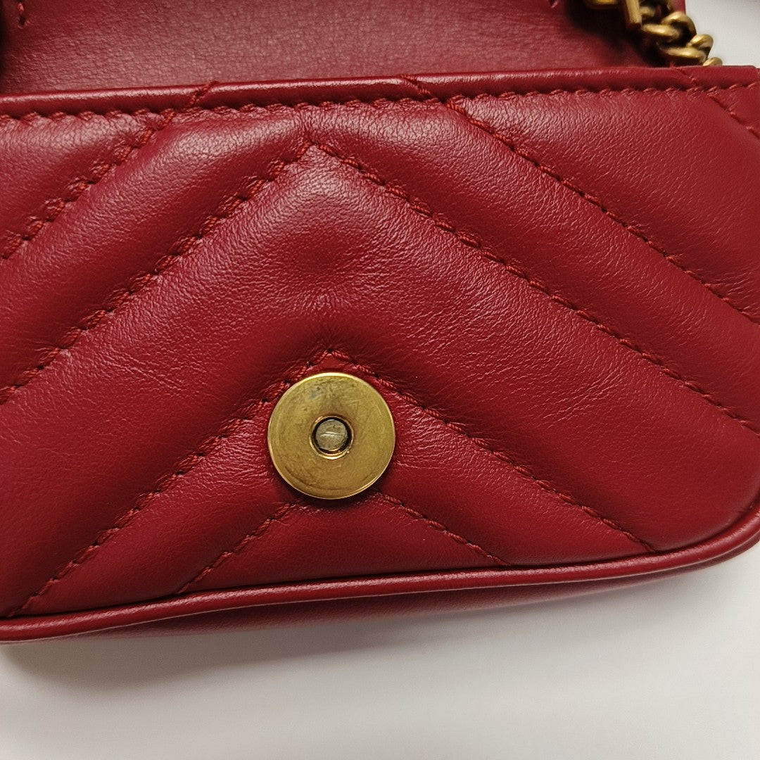 Authenticated pre-owned  GG Marmont Super Mini Calfskin Red - Top Handle Bag at Looply