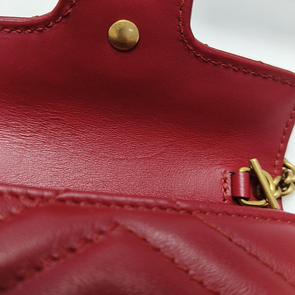 Authenticated pre-owned  GG Marmont Super Mini Calfskin Red - Top Handle Bag at Looply