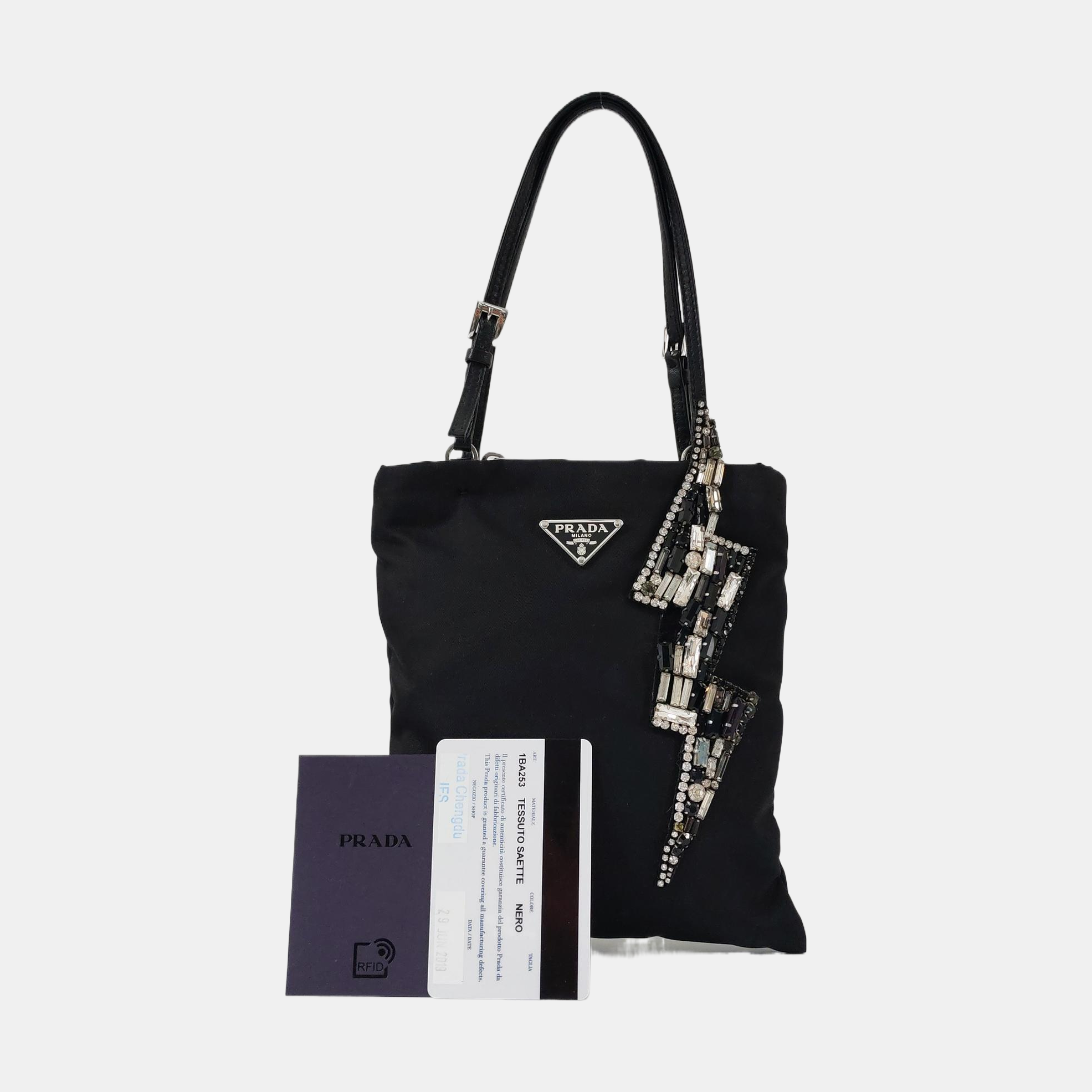 Authenticated pre-owned  Nylon Black - Top Handle Bag at Looply