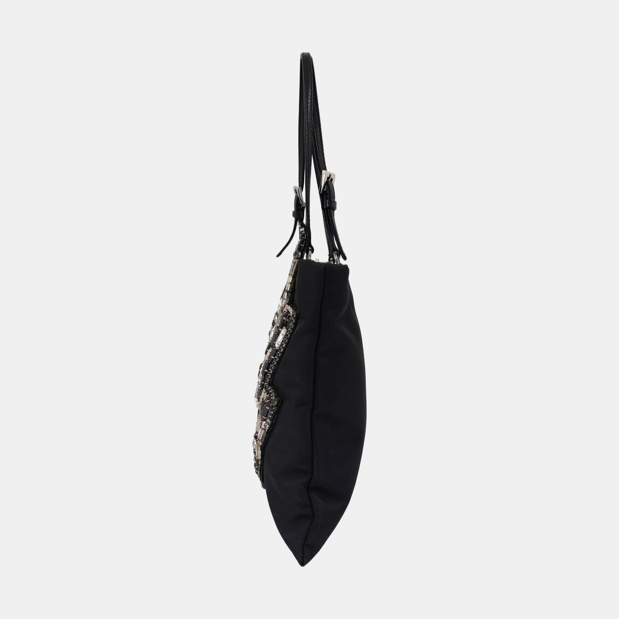 Authenticated pre-owned  Nylon Black - Top Handle Bag at Looply