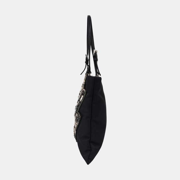 Authenticated pre-owned  Nylon Black - Top Handle Bag at Looply