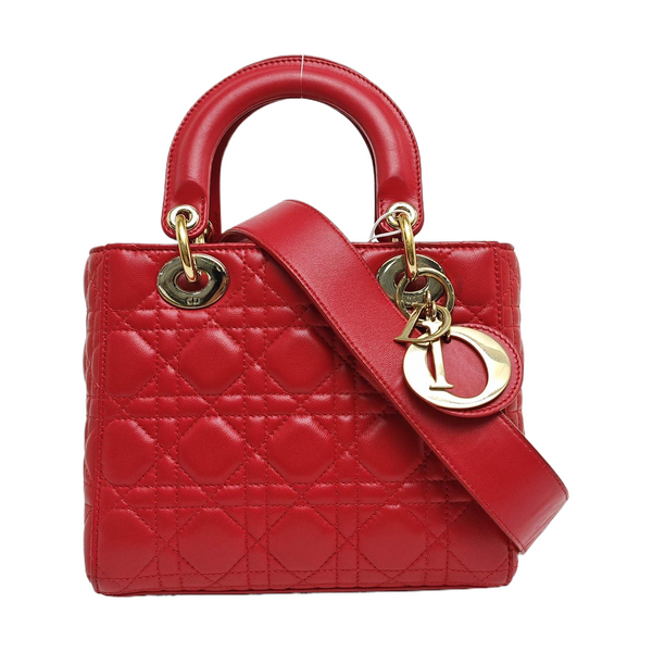 Authenticated pre-owned  Lady Dior Lambskin Red - Shoulder Bag at Looply