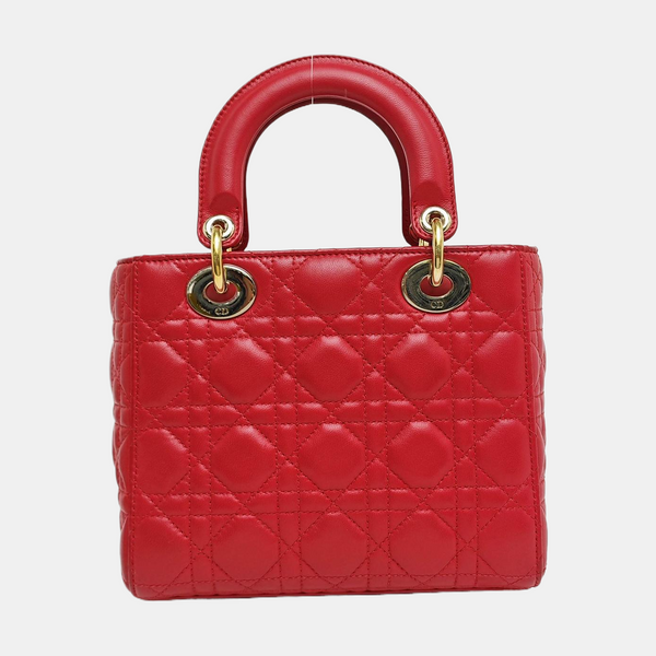 Authenticated pre-owned  Lady Dior Lambskin Red - Shoulder Bag at Looply