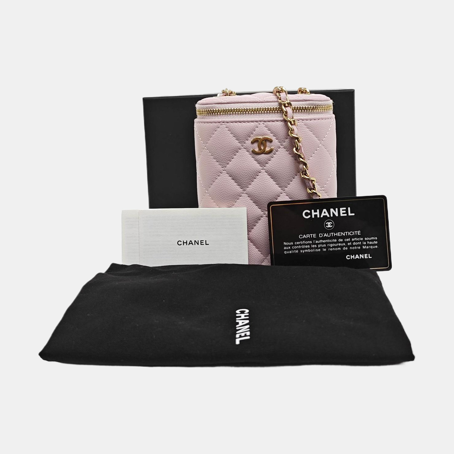 Authenticated pre-owned  Vanity Case Quilted Grained Calfskin Pink - Crossbody Bag at Looply