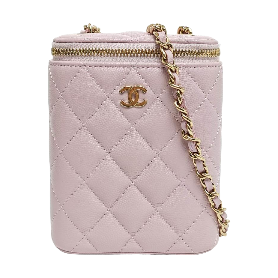 Authenticated pre-owned  Vanity Case Quilted Grained Calfskin Pink - Crossbody Bag at Looply