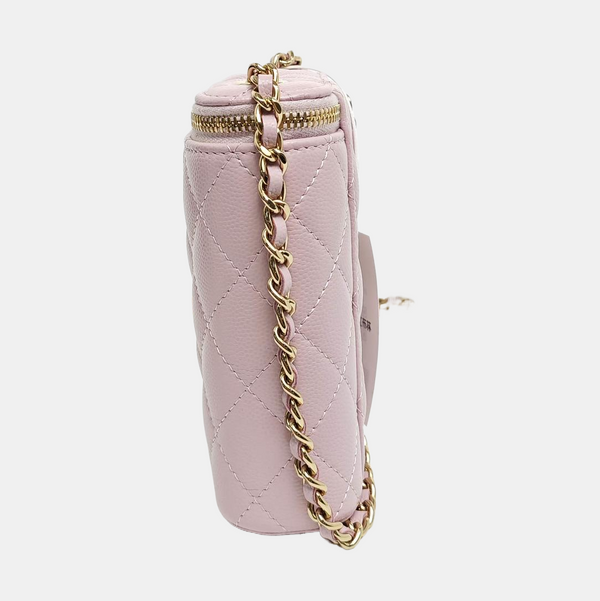 Authenticated pre-owned  Vanity Case Quilted Grained Calfskin Pink - Crossbody Bag at Looply