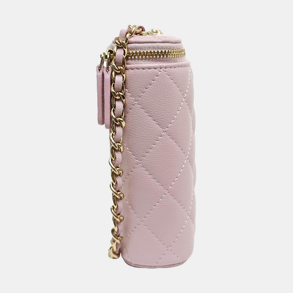 Authenticated pre-owned  Vanity Case Quilted Grained Calfskin Pink - Crossbody Bag at Looply