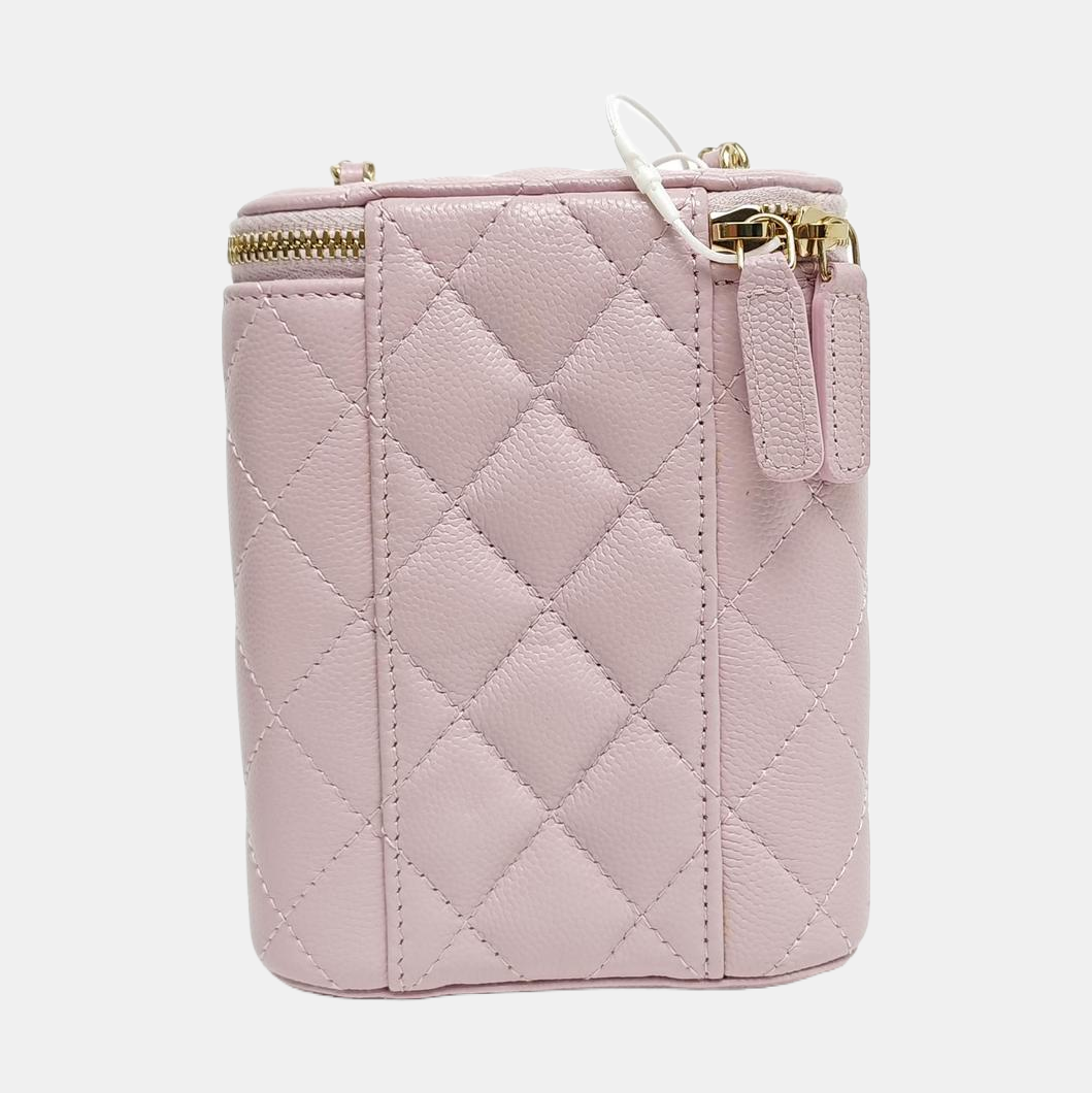 Authenticated pre-owned  Vanity Case Quilted Grained Calfskin Pink - Crossbody Bag at Looply