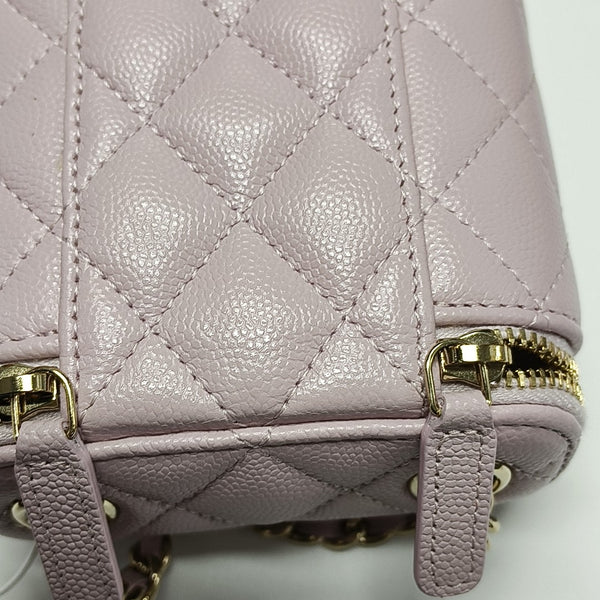 Authenticated pre-owned  Vanity Case Quilted Grained Calfskin Pink - Crossbody Bag at Looply