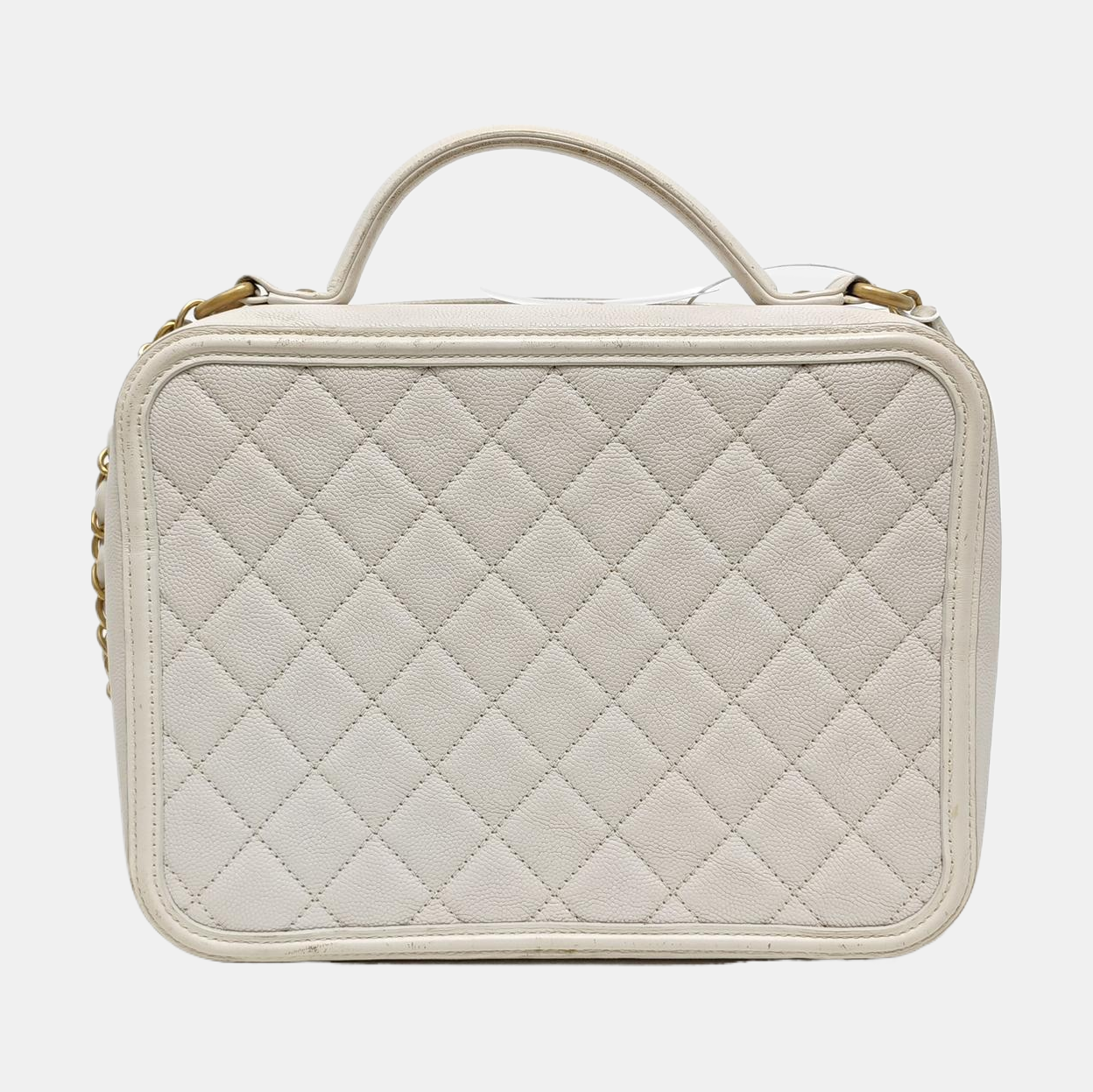 Authenticated pre-owned  Filigree Large Quilted Grained Calfskin White - Shoulder Bag at Looply