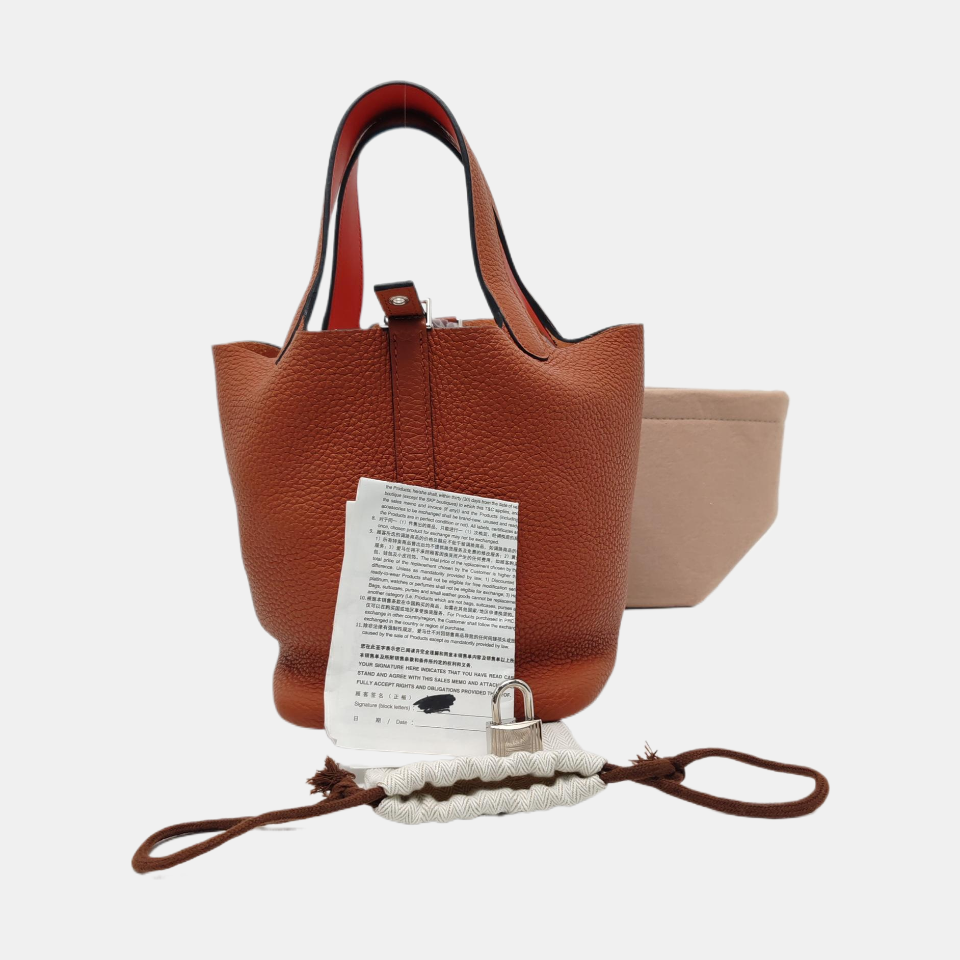 Authenticated pre-owned  Picotin Lock 18 Clemence Brown - Top Handle Bag at Looply