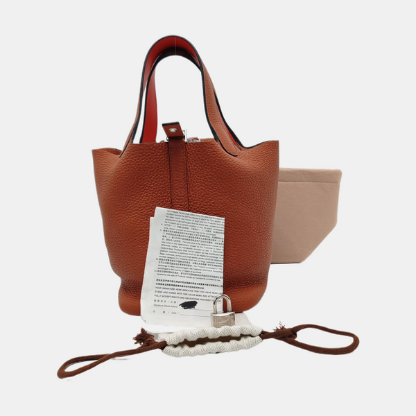 Authenticated pre-owned  Picotin Lock 18 Clemence Brown - Top Handle Bag at Looply
