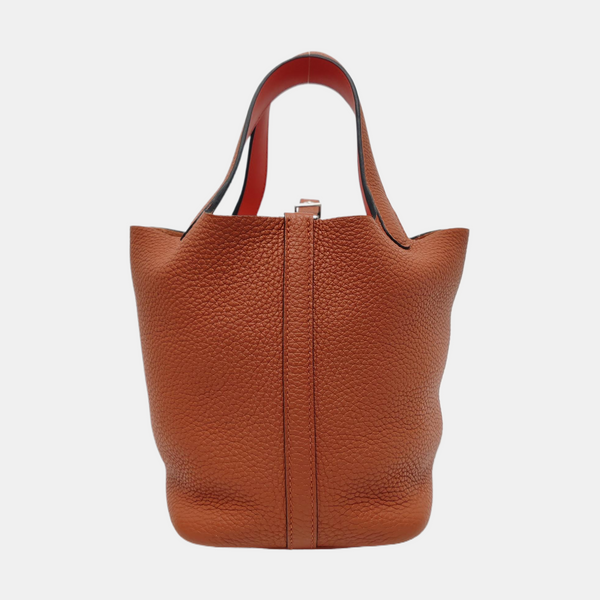 Authenticated pre-owned  Picotin Lock 18 Clemence Brown - Top Handle Bag at Looply