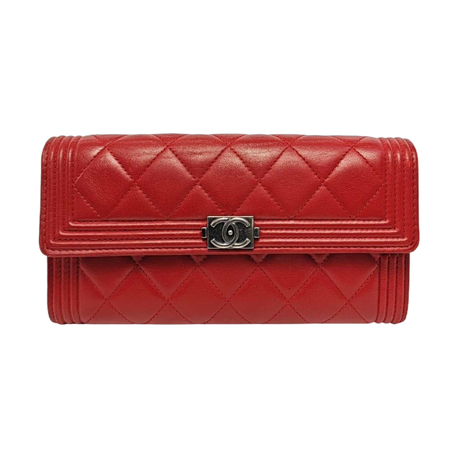 Authenticated pre-owned  Boy Chanel WOC Quilted Lambskin Red Wallet - Wallet at Looply