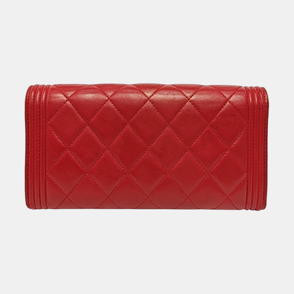 Authenticated pre-owned  Boy Chanel WOC Quilted Lambskin Red Wallet - Wallet at Looply