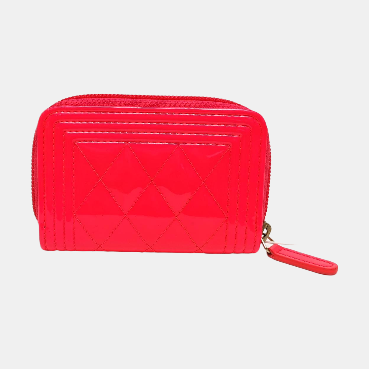 Authenticated pre-owned  Boy Chanel Quilted Patent Calfskin Pink Card Holder - Card Holder at Looply