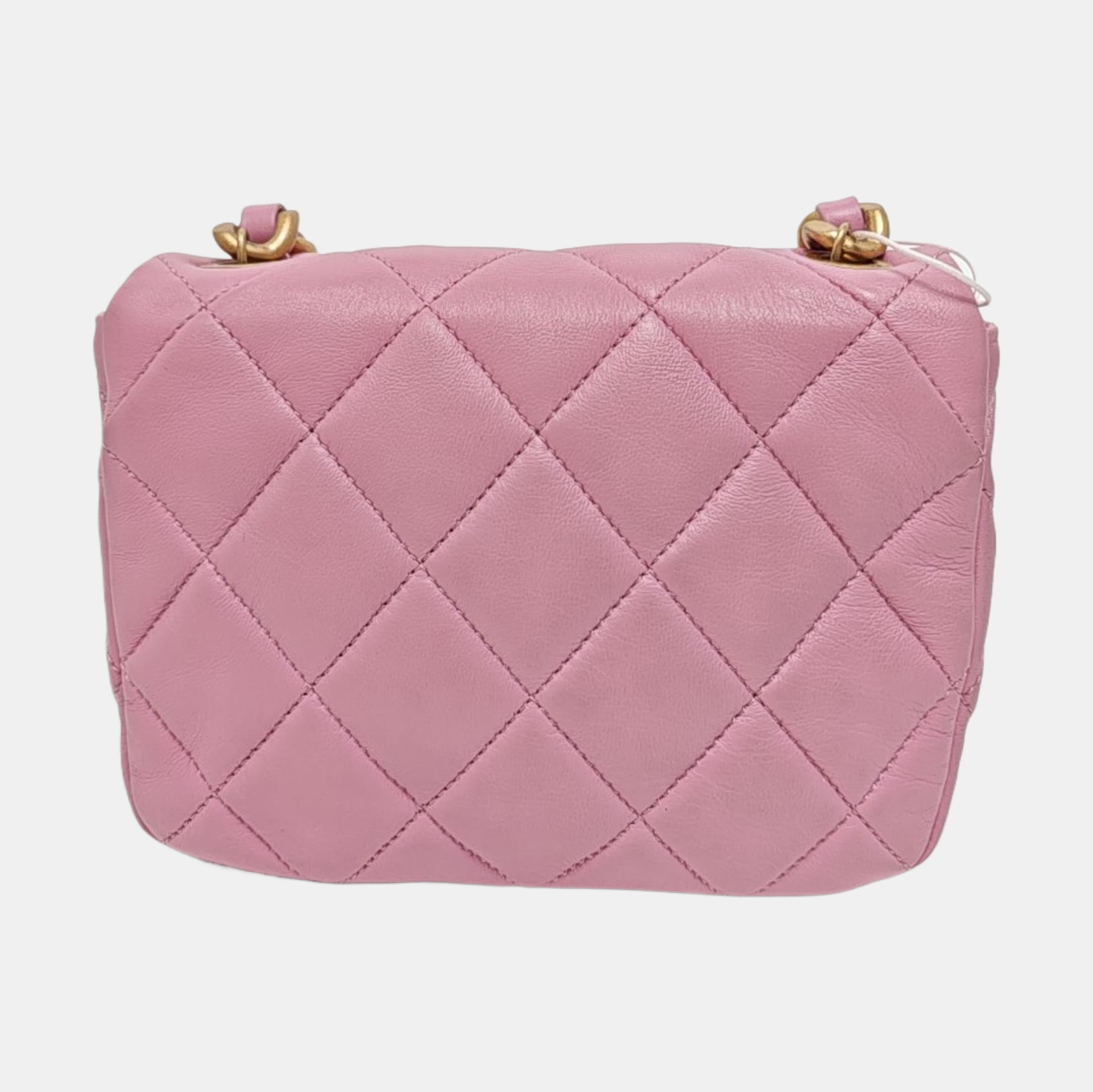 Authenticated pre-owned  Classic Flap Mini Square Quilted Lambskin Pink - Crossbody Bag at Looply
