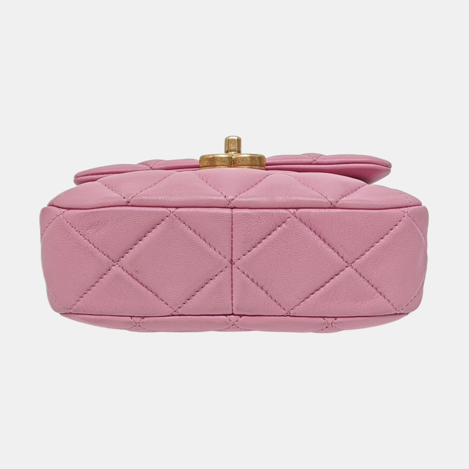 Authenticated pre-owned  Classic Flap Mini Square Quilted Lambskin Pink - Crossbody Bag at Looply