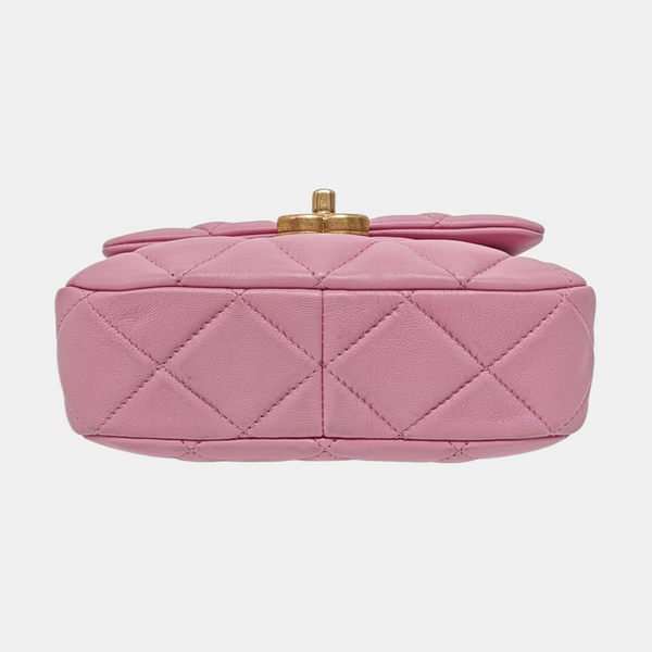 Authenticated pre-owned  Classic Flap Mini Square Quilted Lambskin Pink - Crossbody Bag at Looply