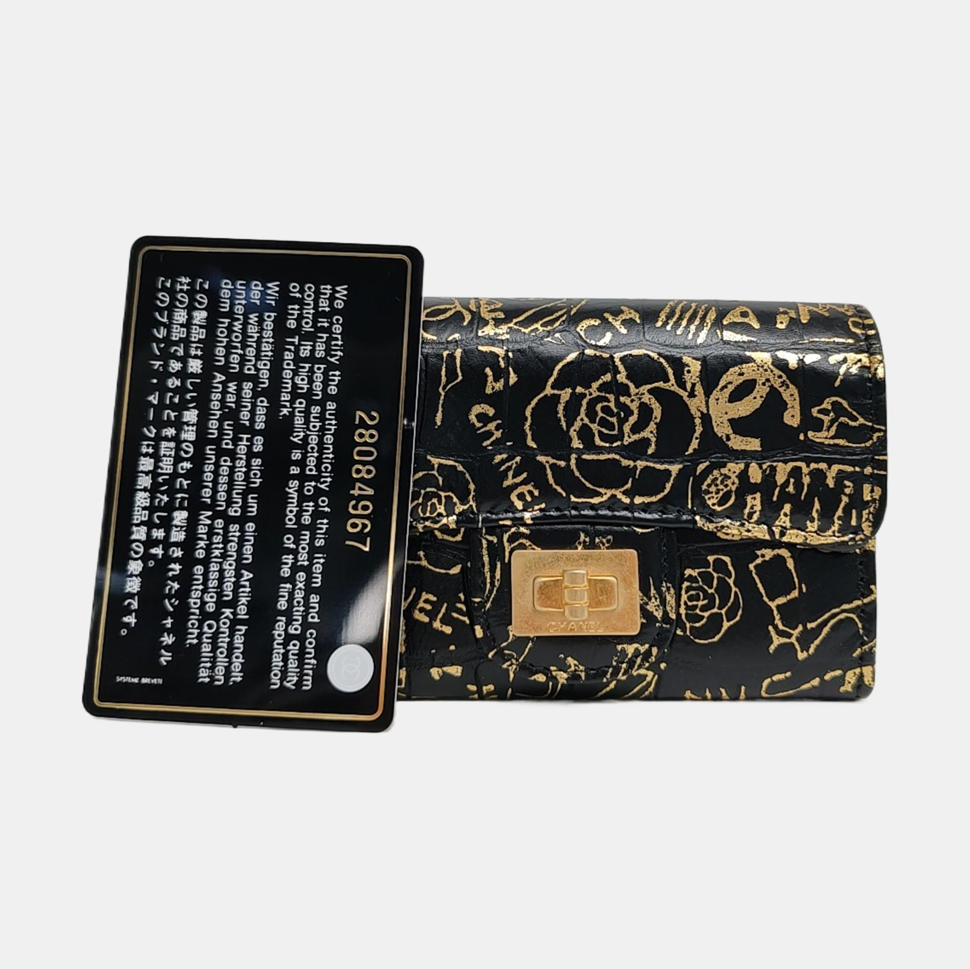 Authenticated pre-owned  2.55 Crocodile Black Card Holder - Card Holder at Looply