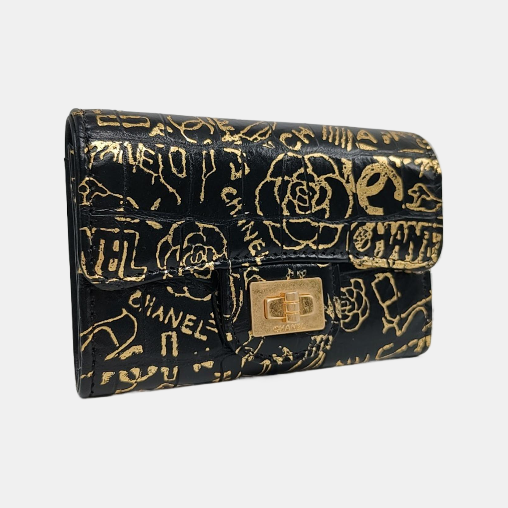 Authenticated pre-owned  2.55 Crocodile Black Card Holder - Card Holder at Looply