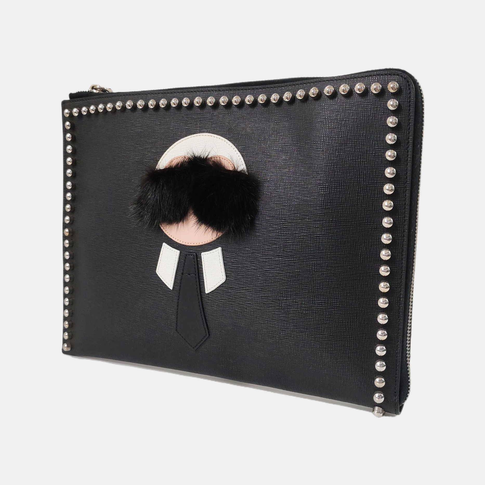 Authenticated pre-owned  Karlito Calfskin Black - Clutch at Looply