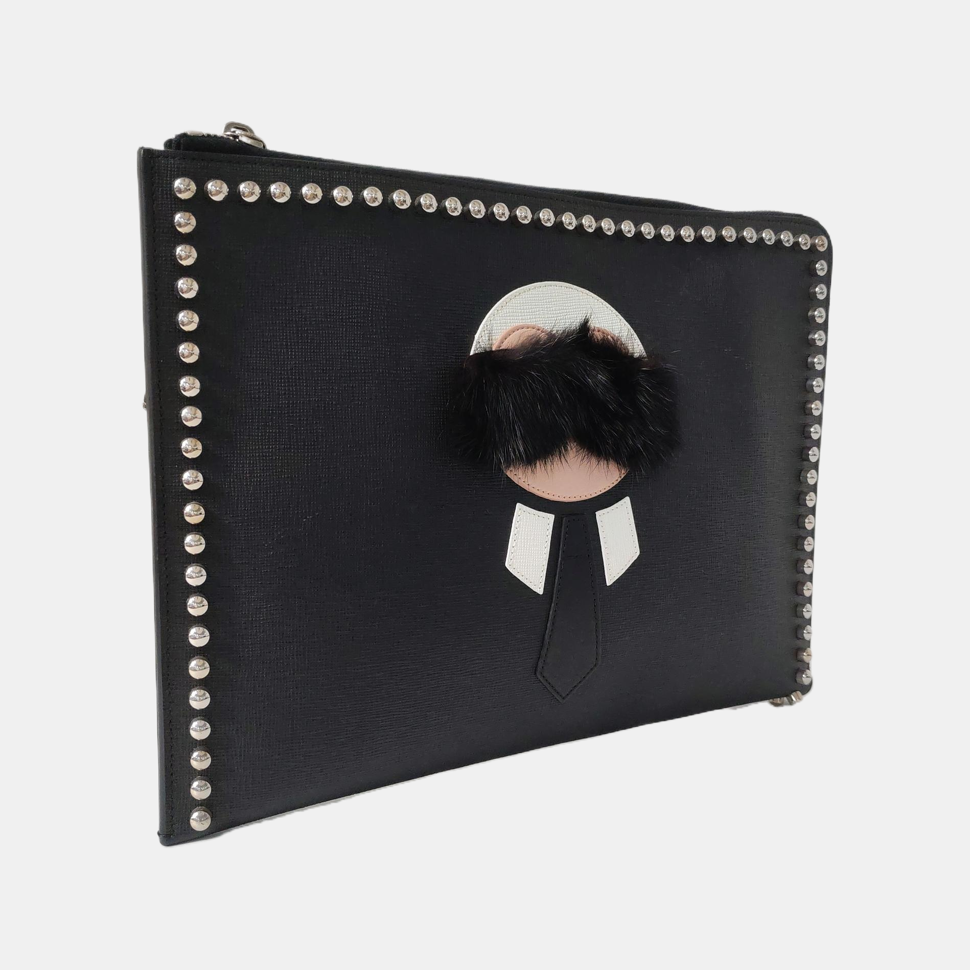 Authenticated pre-owned  Karlito Calfskin Black - Clutch at Looply