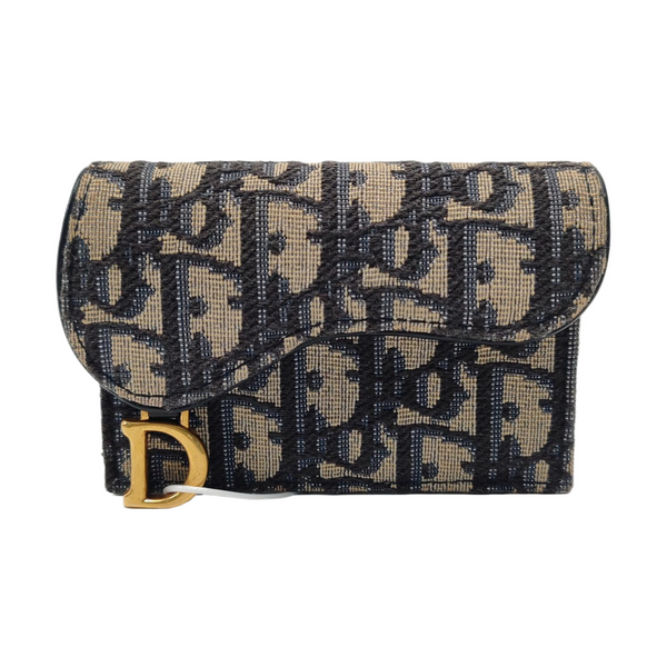 Authenticated pre-owned  Saddle Oblique Canvas Blue Card Holder - Card Holder at Looply