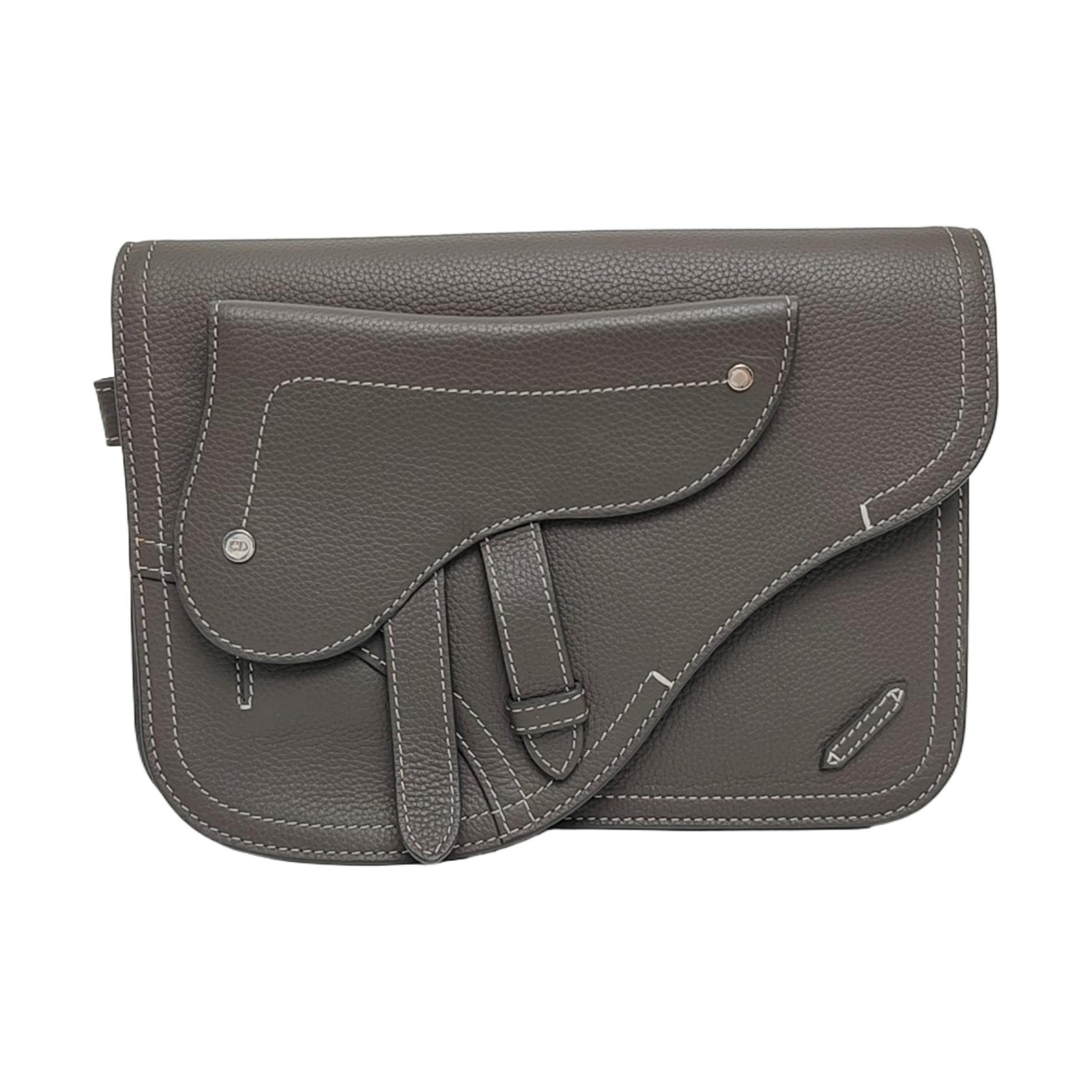 Authenticated pre-owned  Saddle Leather Gray - Clutch at Looply