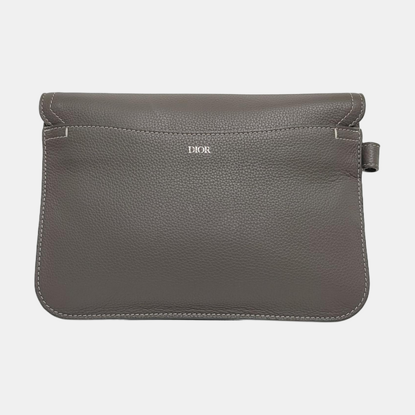 Authenticated pre-owned  Saddle Leather Gray - Clutch at Looply