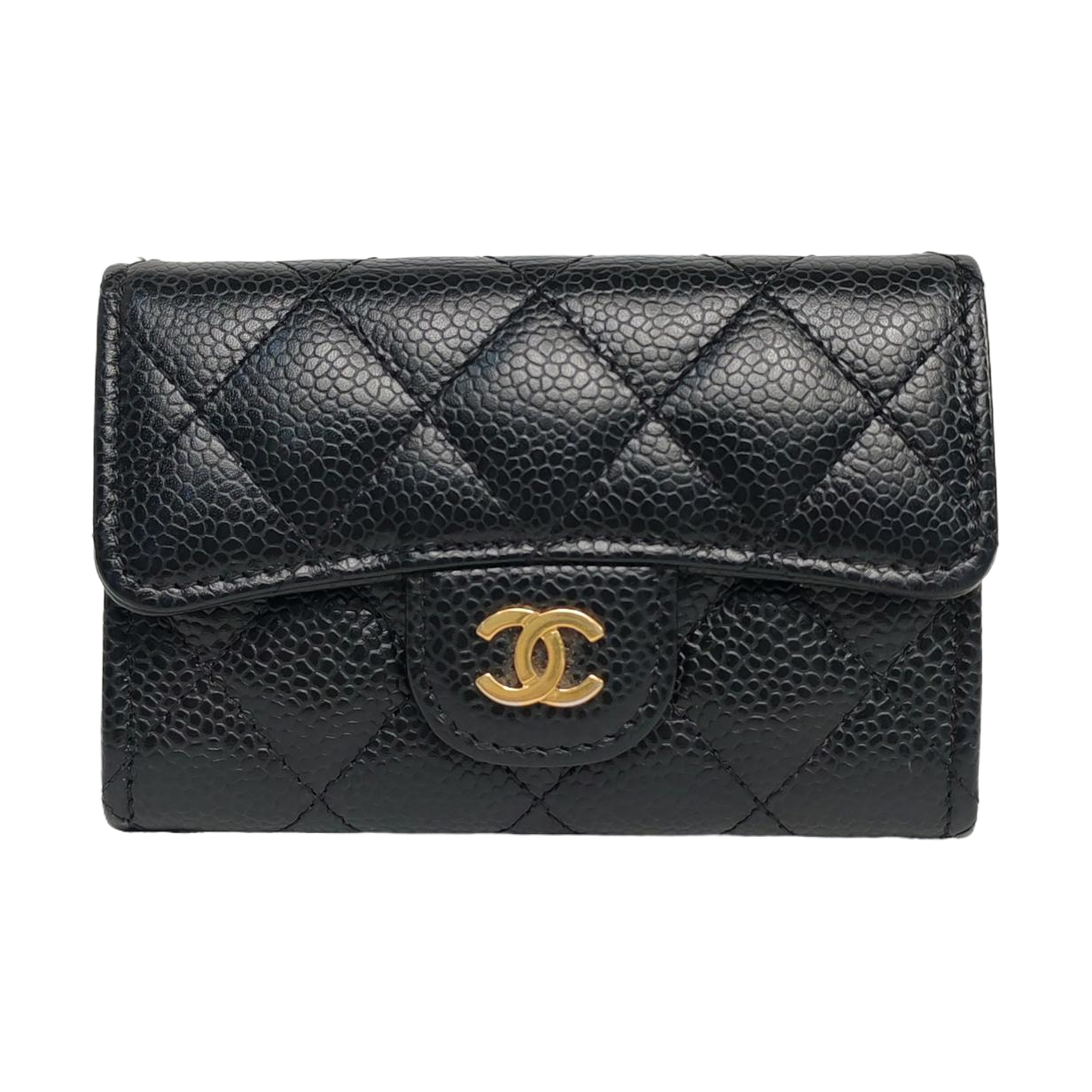Authenticated pre-owned  Classic Flap Quilted Grained Calfskin Black - Clutch at Looply