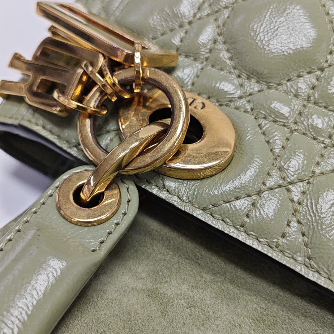 Authenticated pre-owned  Lady Dior Small Lambskin Green - Shoulder Bag at Looply