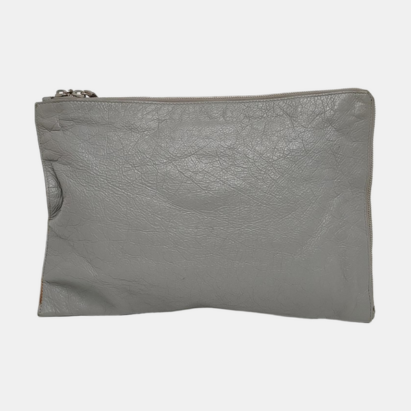Authenticated pre-owned  Classic Metallic Edge City Lambskin Gray - Clutch at Looply