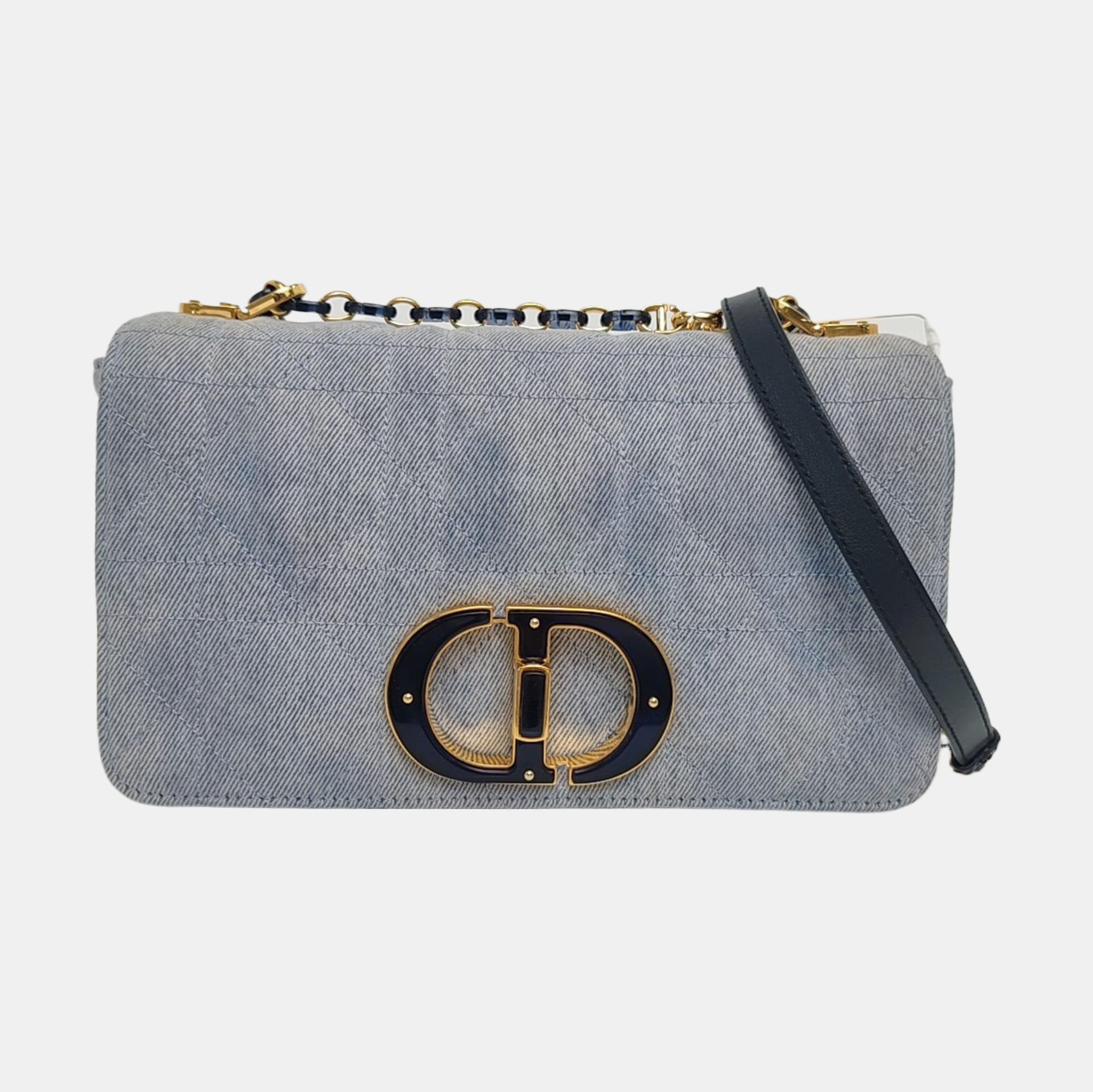 Authenticated pre-owned  Dior Caro Medium Quilted Denim Blue - Shoulder Bag at Looply