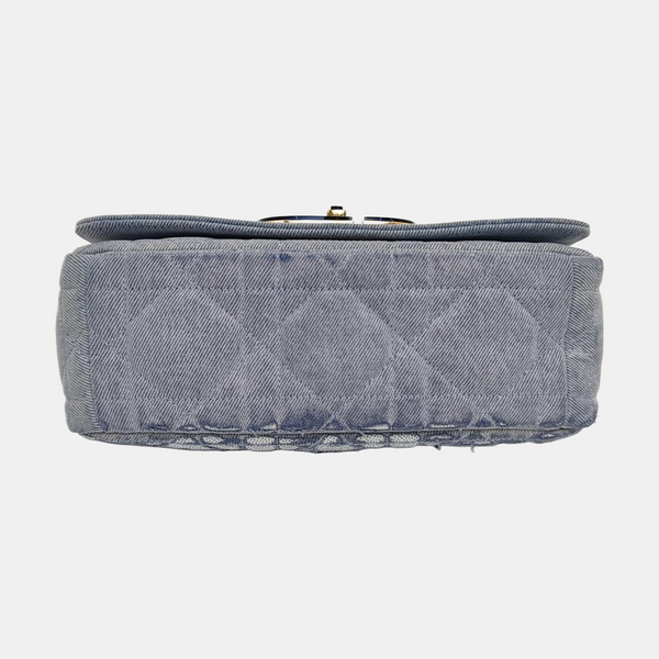 Authenticated pre-owned  Dior Caro Medium Quilted Denim Blue - Shoulder Bag at Looply