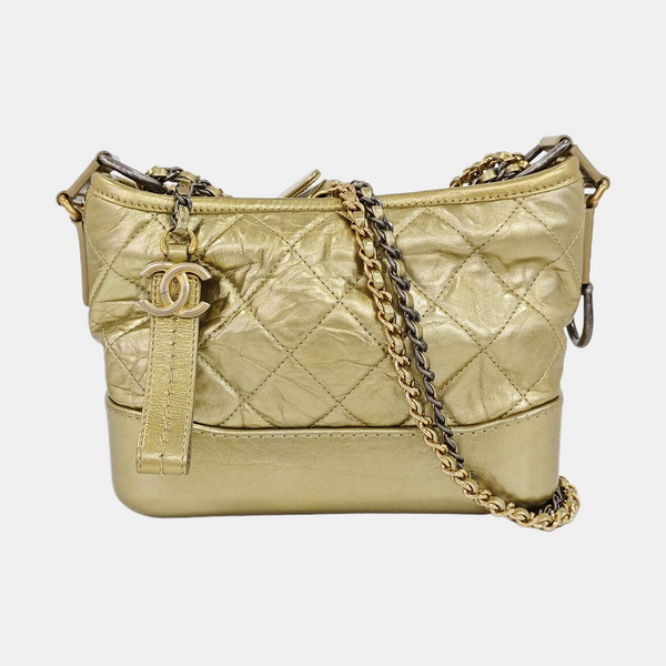 Authenticated pre-owned  Gabrielle Small Quilted Calfskin Gold - Shoulder Bag at Looply