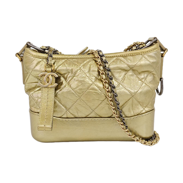 Authenticated pre-owned  Gabrielle Small Quilted Calfskin Gold - Shoulder Bag at Looply