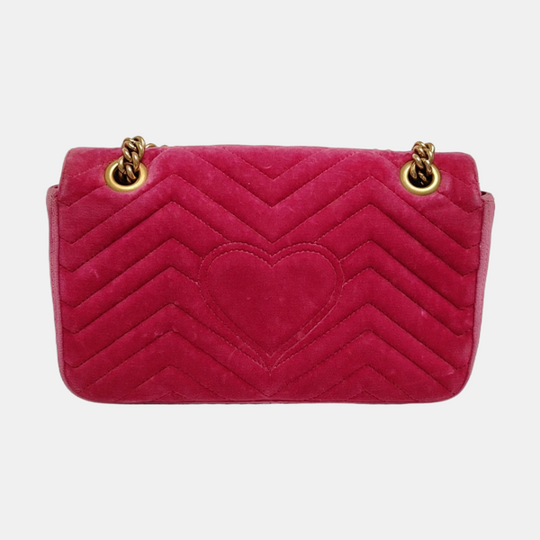 Authenticated pre-owned  GG Marmont Medium Velvet Pink - Crossbody Bag at Looply