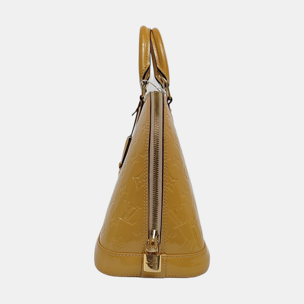 Authenticated pre-owned  Alma PM Monogram Patent Leather Yellow - Top Handle Bag at Looply