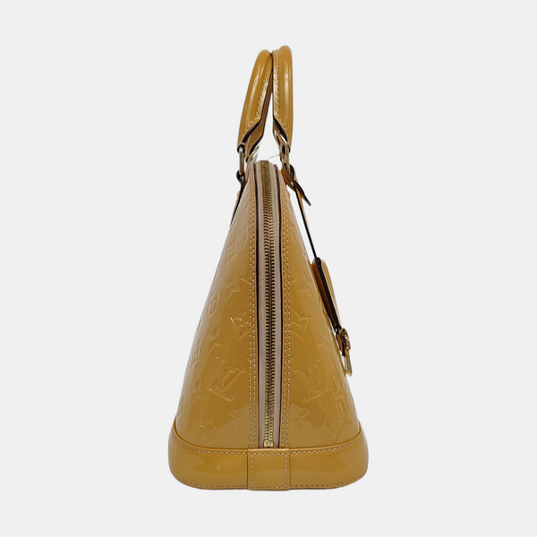 Authenticated pre-owned  Alma PM Monogram Patent Leather Yellow - Top Handle Bag at Looply