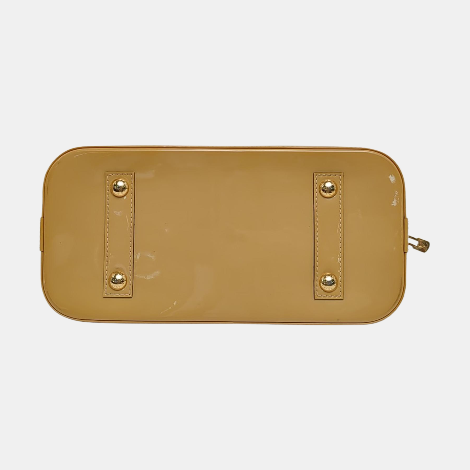 Authenticated pre-owned  Alma PM Monogram Patent Leather Yellow - Top Handle Bag at Looply