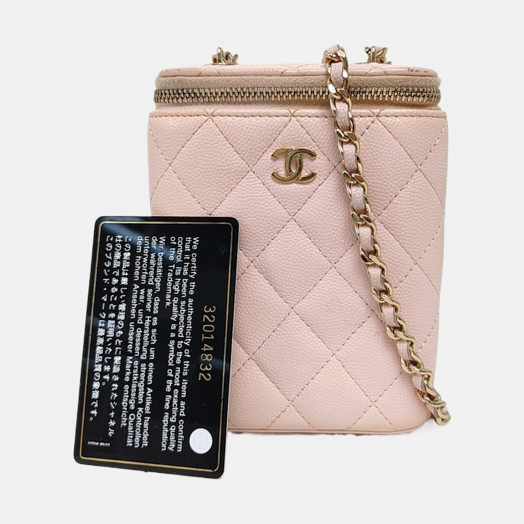 Authenticated pre-owned  Vanity Case Quilted Grained Calfskin Pink - Shoulder Bag at Looply