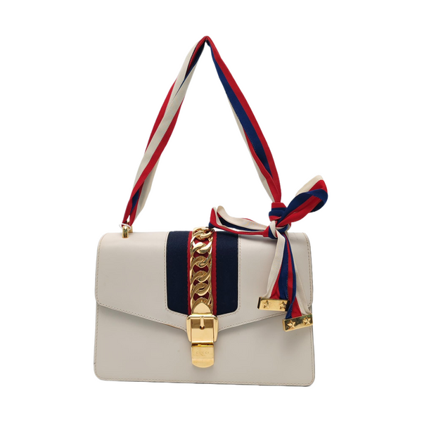 Authenticated pre-owned  Sylvie Small Calfskin White - Shoulder Bag at Looply