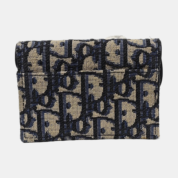 Authenticated pre-owned  Saddle Oblique Fabric Blue Card Holder - Card Holder at Looply