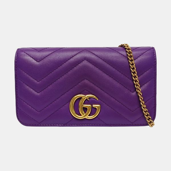 Authenticated pre-owned  GG Marmont Calfskin Purple - Crossbody Bag at Looply
