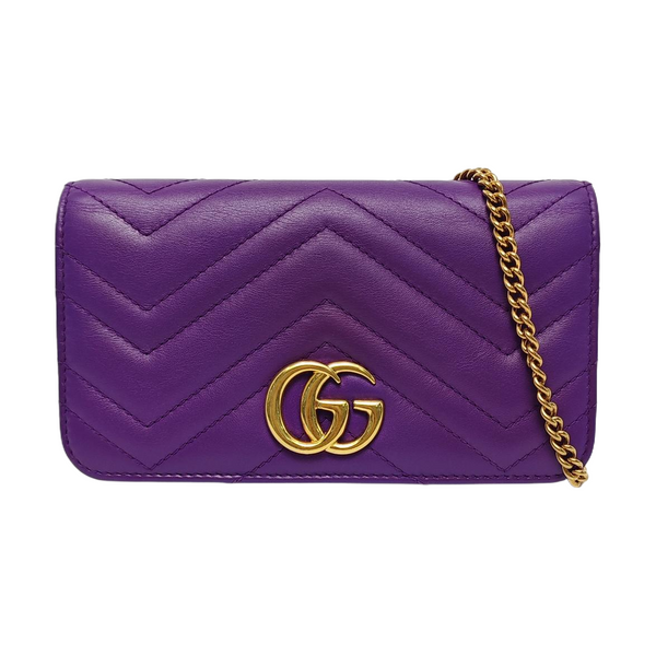 Authenticated pre-owned  GG Marmont Calfskin Purple - Crossbody Bag at Looply