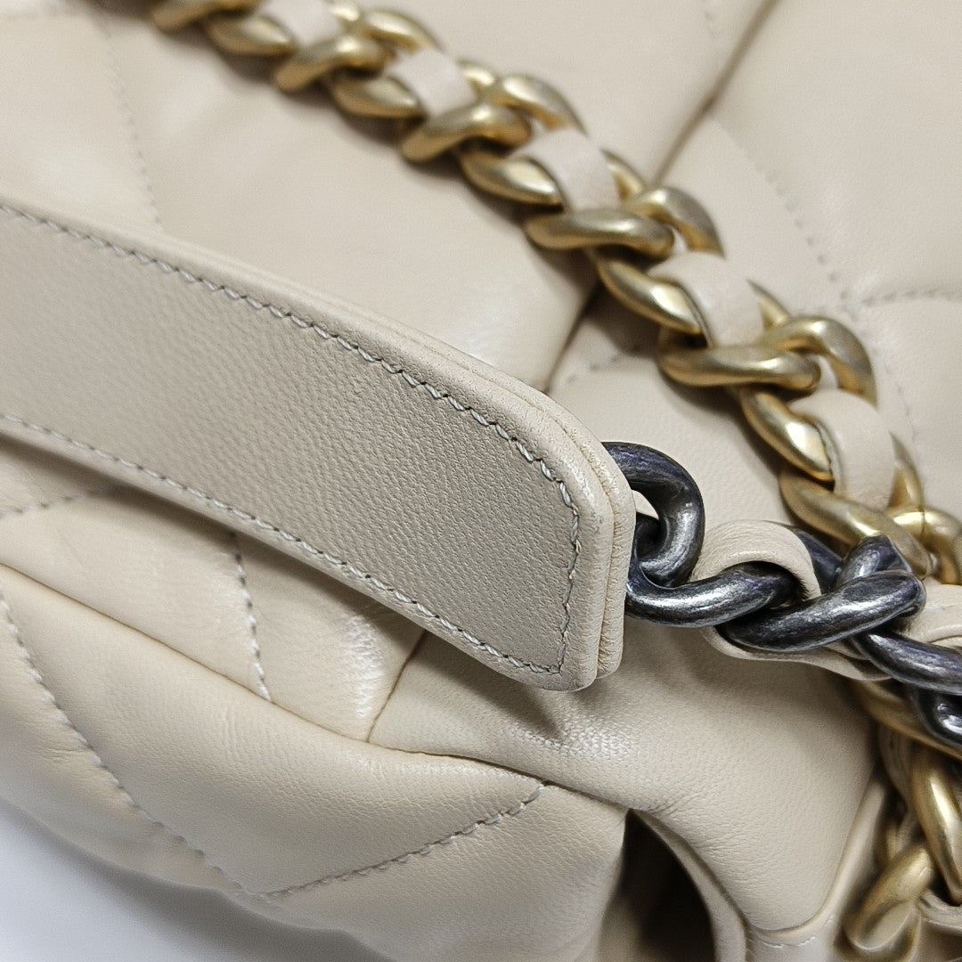 Authenticated pre-owned  Chanel 19 Small Quilted Lambskin Beige - Shoulder Bag at Looply